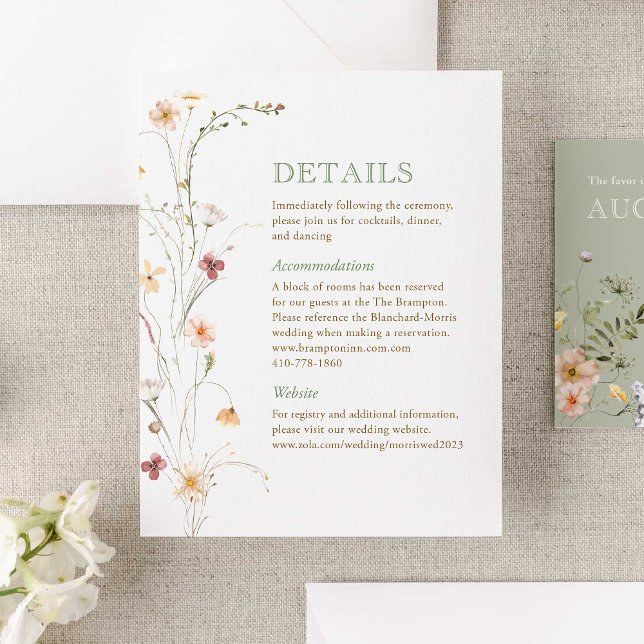 Tarjeta de envoltorio para Boda de flores silvestr (Immerse your guests in the romance of nature with our Watercolor Wildflower Wedding Collection.)
