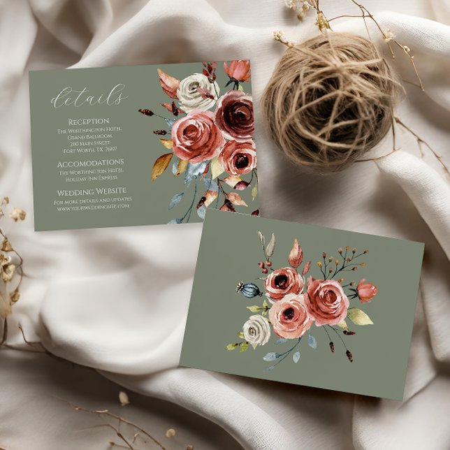 Tarjeta de envoltorio para Boda floral verde sabio (Subido por el creador)