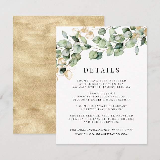 Tarjeta de envoltorio para los detalles del Boda E (Anverso / Reverso)