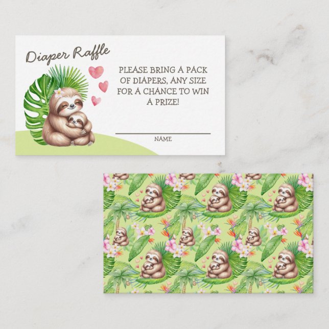 Tarjeta de envoltorio para pañales Raffle de mamá  (Anverso / Reverso)