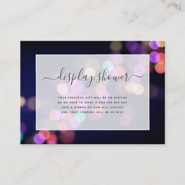 Tarjeta de envoltorio Purple Bokeh Bridal Shower (Anverso)