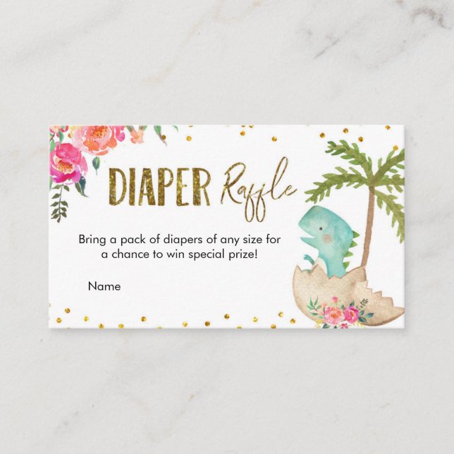 Tarjeta de envoltorio Raffle de Diaper de Dinosaur (Anverso)