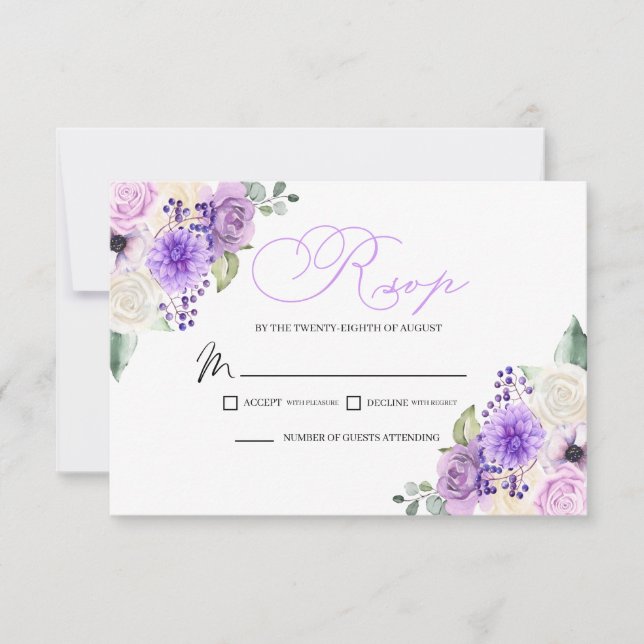 Tarjeta de envoltorio RSVP para boda de primavera  (Anverso)