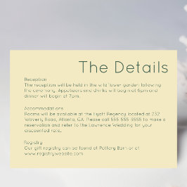 Tarjeta de envoltorio simple de Boda amarillo de p