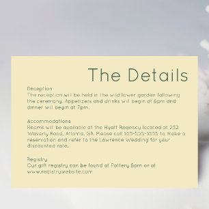 Tarjeta de envoltorio simple de Boda amarillo de p