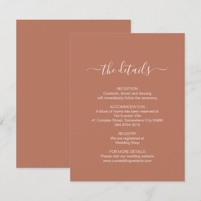 Tarjeta de envoltorio simple de terracota (Anverso / Reverso)