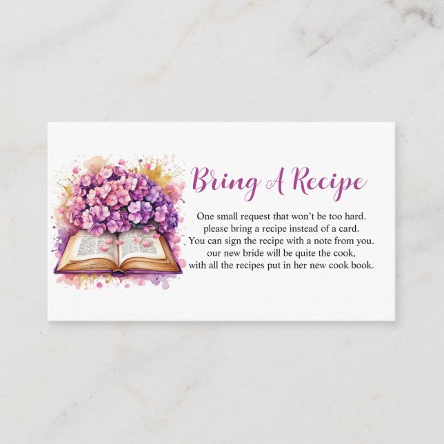 Tarjeta de envoltorio temática de Hydrangea Book (Anverso)
