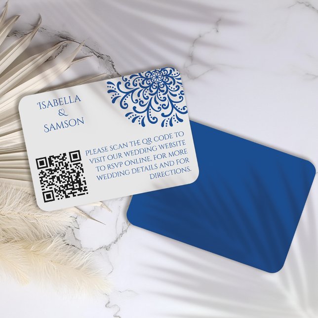 Tarjeta de envoltorio Whimsical Blue Flourish (Subido por el creador)