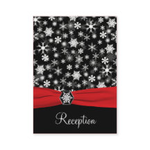Tarjeta de envoltura Black, White, Red Snowflakes
