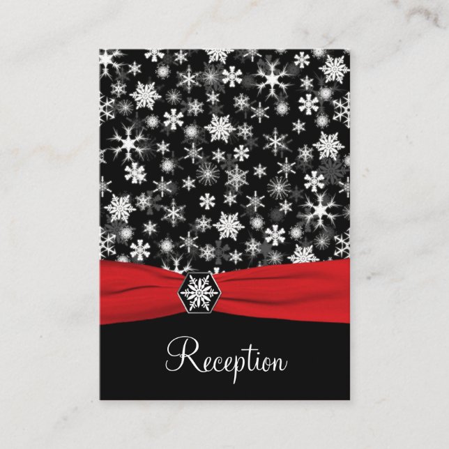 Tarjeta de envoltura Black, White, Red Snowflakes (Anverso)