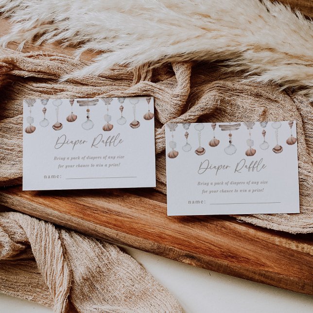 Tarjeta de envoltura Boho Beach Shell Diaper Raffl (Zazzle Boho Ocean Shell Diaper Raffle Enclosure Card)