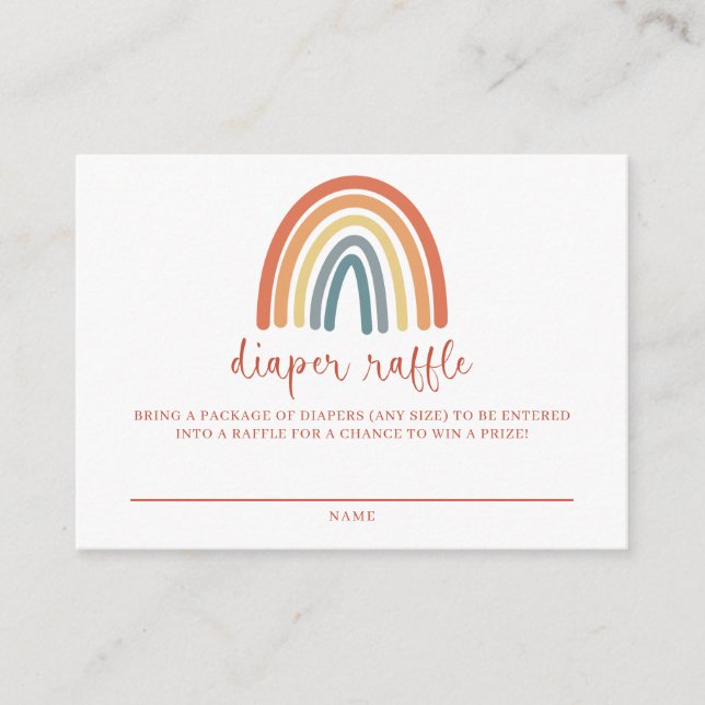 Tarjeta de envoltura Boho Rainbow Diaper Raffle (Anverso)
