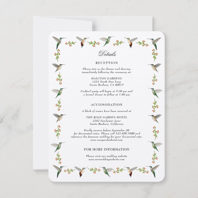 Tarjeta de envoltura de Hummingbird (Anverso)