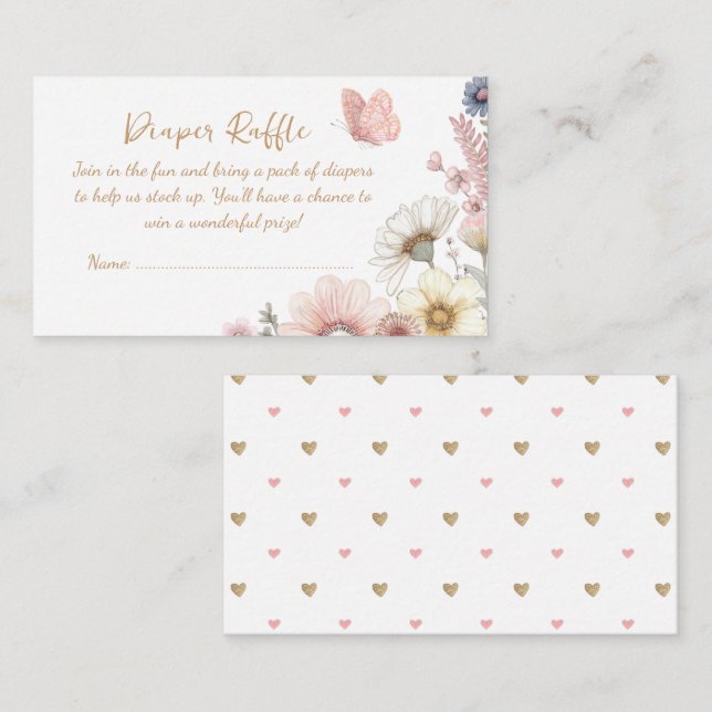 Tarjeta de envoltura de mariposa de flores silvest (Anverso / Reverso)