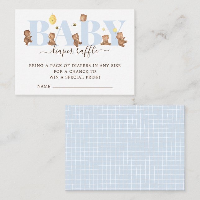 Tarjeta de envoltura de pañal de oso de miel (Anverso / Reverso)