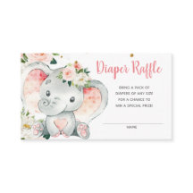 Tarjeta de envoltura de pañal elefante rosa floral