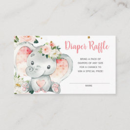 Tarjeta de envoltura de pañal elefante rosa floral