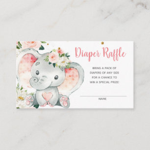 Tarjeta de envoltura de pañal elefante rosa floral
