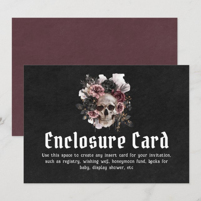 Tarjeta de envoltura floral negra gótica de Hallow (Anverso / Reverso)