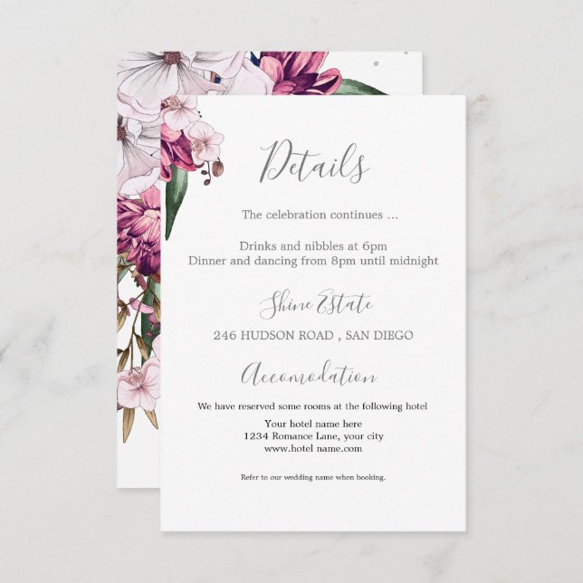 Tarjeta de envoltura para detalles florales de dis (Anverso / Reverso)