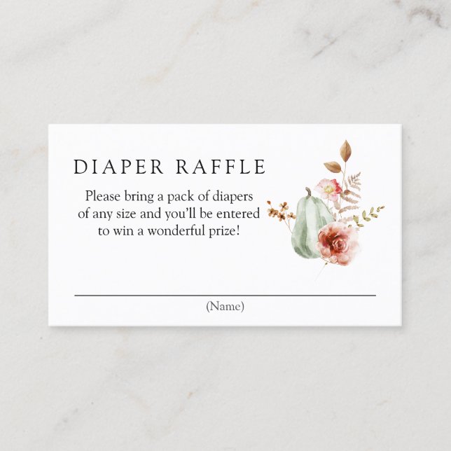 Tarjeta de envoltura Raffle de calabaza para pañal (Anverso)