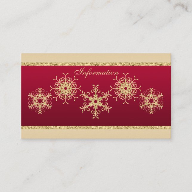 Tarjeta de envoltura Red, Gold Purpurina LOOK Snow (Anverso)