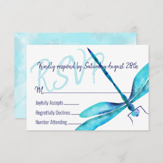 Tarjeta de envoltura Turquoise Dragonfly RSVP