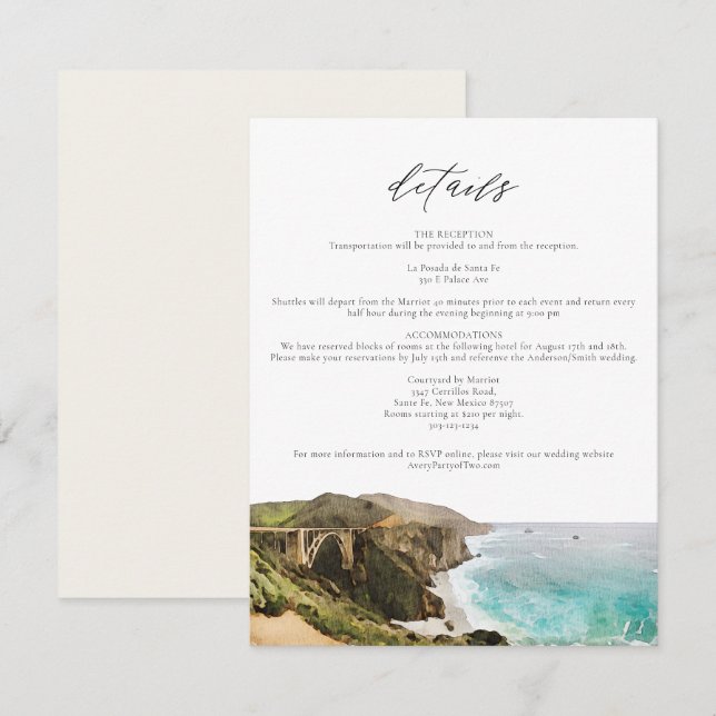 Tarjeta de envoltura Watercolor Big Sur California (Anverso / Reverso)