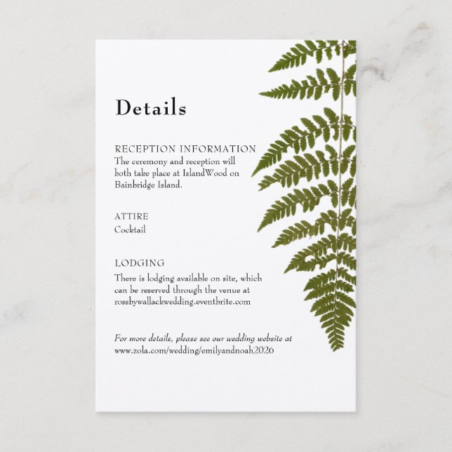 Tarjeta de envoltura Woodland Fern Details (Anverso)