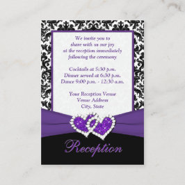 Tarjeta de envolvente Black, White, Purple Damask 