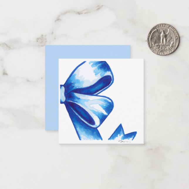 Tarjeta de envolvente Blue Watercolor Bow (Anverso/Reverso In Situ)