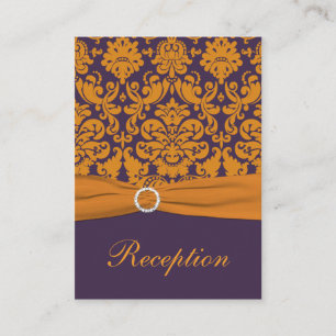 Tarjeta de envolvente Damask morada y Naranja