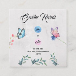 Tarjeta de envolvente de color azul y rosa