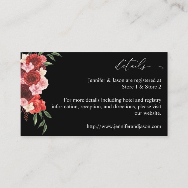 Tarjeta de envolvente de Red Floral SM - Negro 2 (Anverso)