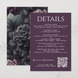 Tarjeta de envolvente floral morada negra y morada