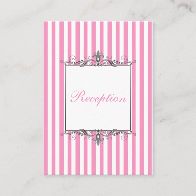 Tarjeta de envolvente rayada rosa y blanca (Anverso)