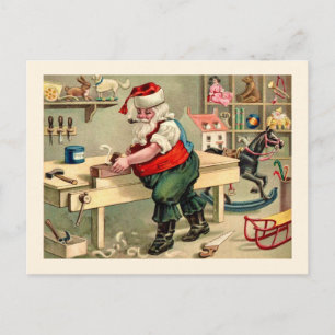 Tarjeta de época del taller de Santa Claus