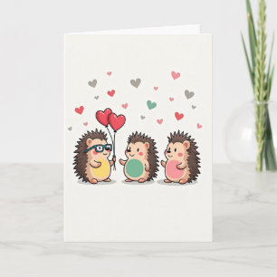 Tarjeta de Erizo Adorable con Corazones