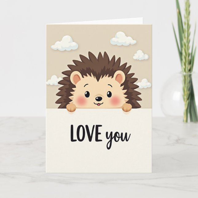 Tarjeta de Erizo Dulce Te Amo (Anverso)