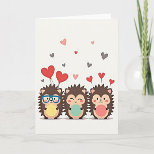 Tarjeta de Erizos Adorables con Corazones