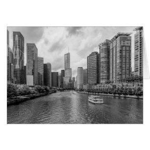 Tarjeta De Escala De Grises Del Río Chicago Y Trum