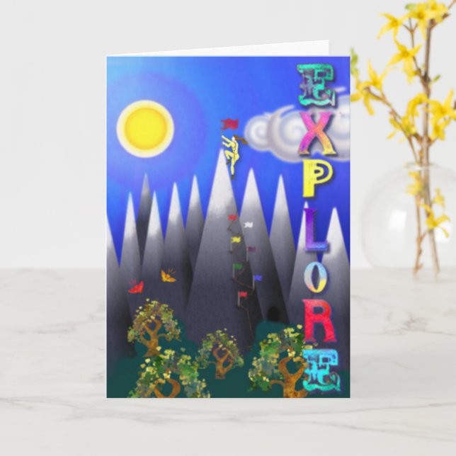 Tarjeta de escalador de montaña para cumpleaños, l (flor amarilla)