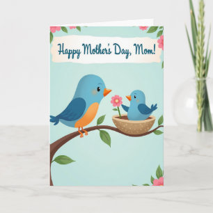 Tarjeta de escena de amor de pájaros pastel