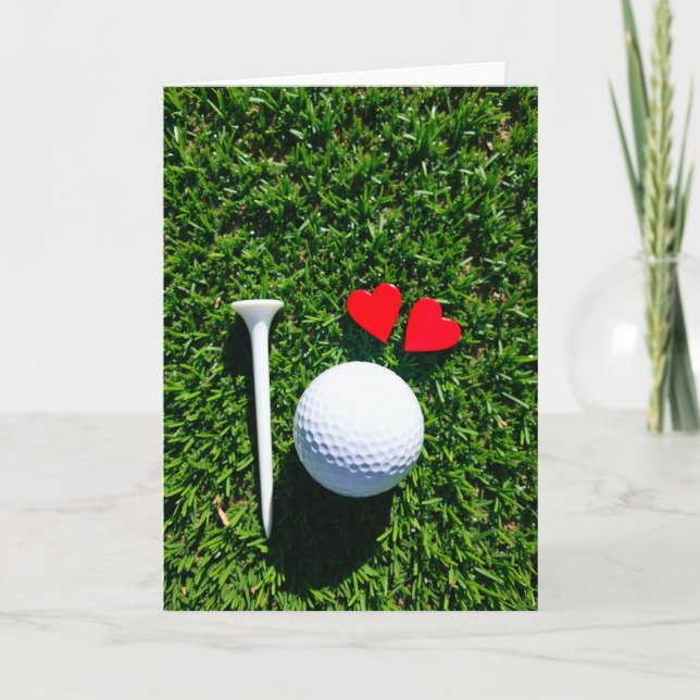 Tarjeta de escena de amor en césped de golf (Anverso)