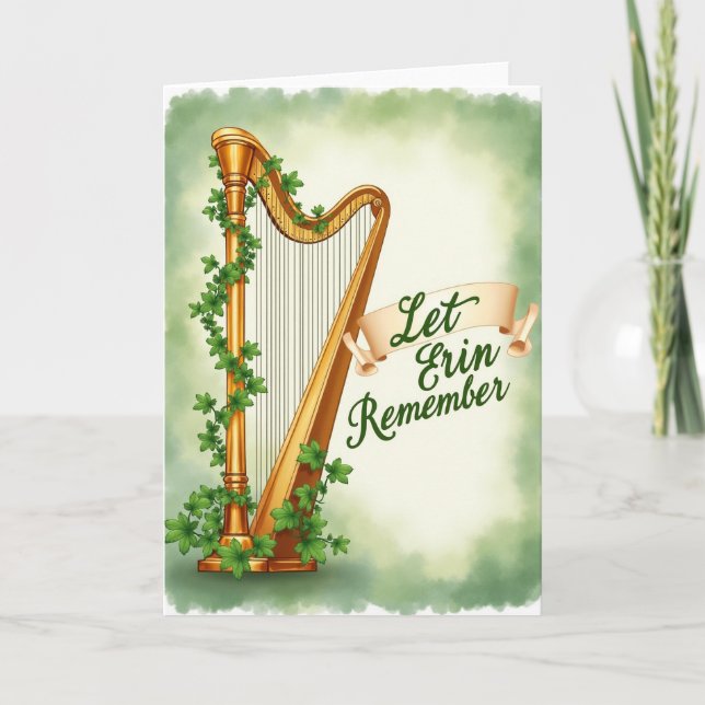Tarjeta de escena de arpa de Erin Remember (Anverso)
