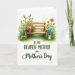 Tarjeta de escena de banco de jardín floral