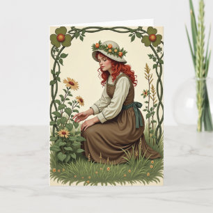Tarjeta de escena de belleza floral femenina