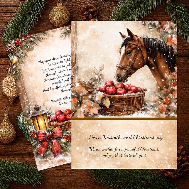 Tarjeta de escena de caballo de Navidad en granja  (Subido por el creador)