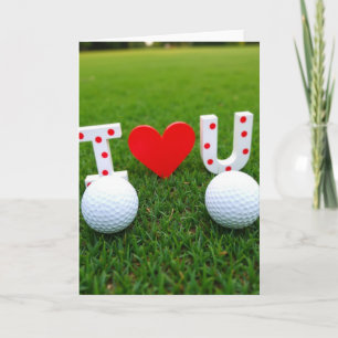 Tarjeta de escena de campo de golf 'Te amo'