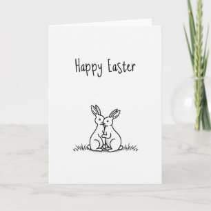 Tarjeta de escena de conejos de Pascua feliz